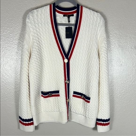 Maje Medhi Cable Knit Cardigan Sweater - Picture 1 of 10